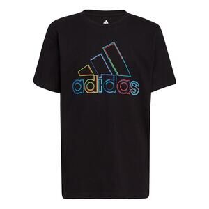 Adidas Black Multicolor Outline Logo Crewneck Tee for Boy Size L (14/16)